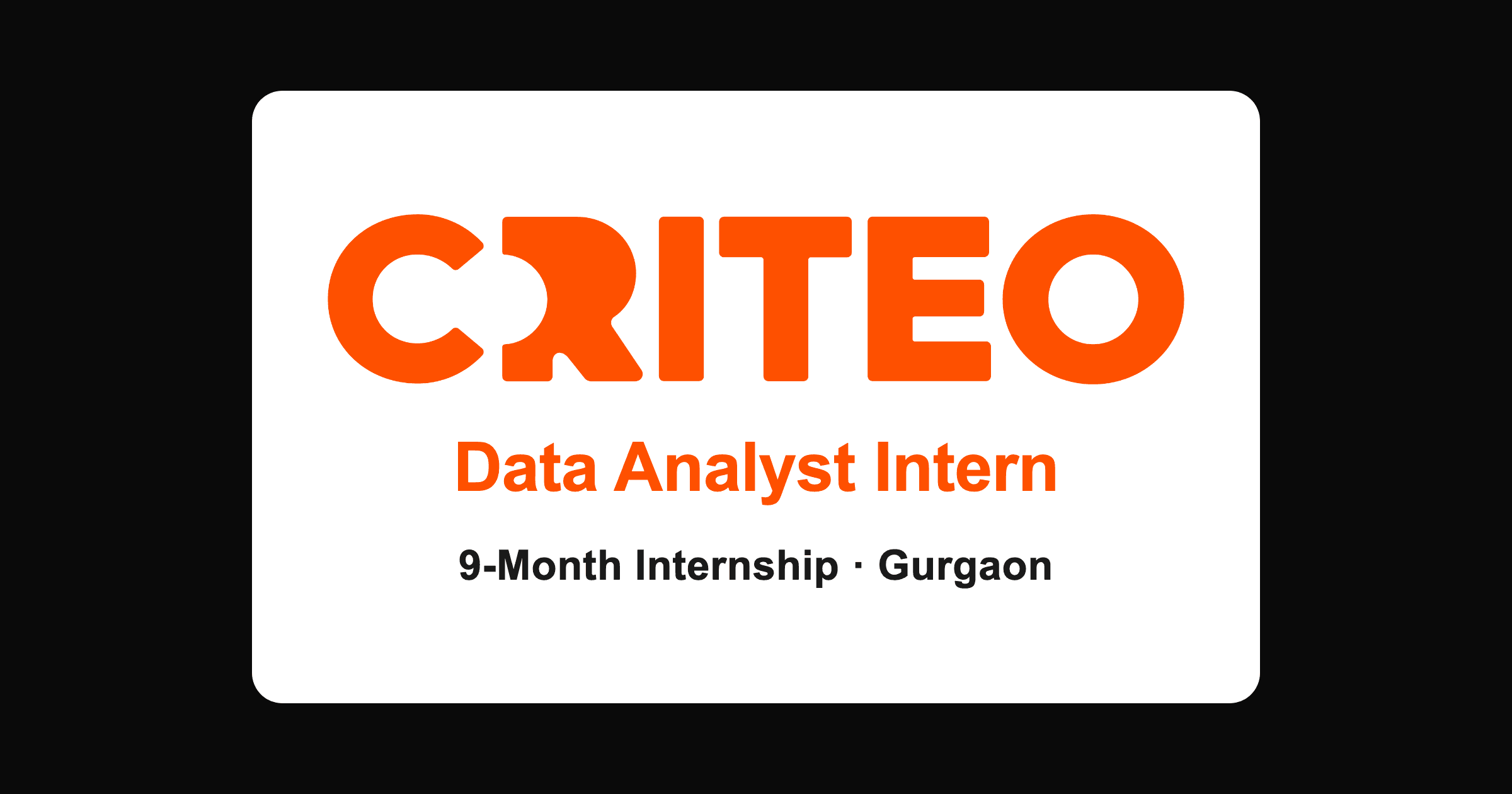 Criteo Data Analyst Intern 2026, Gurgaon, 9 Month Internship (R20878)