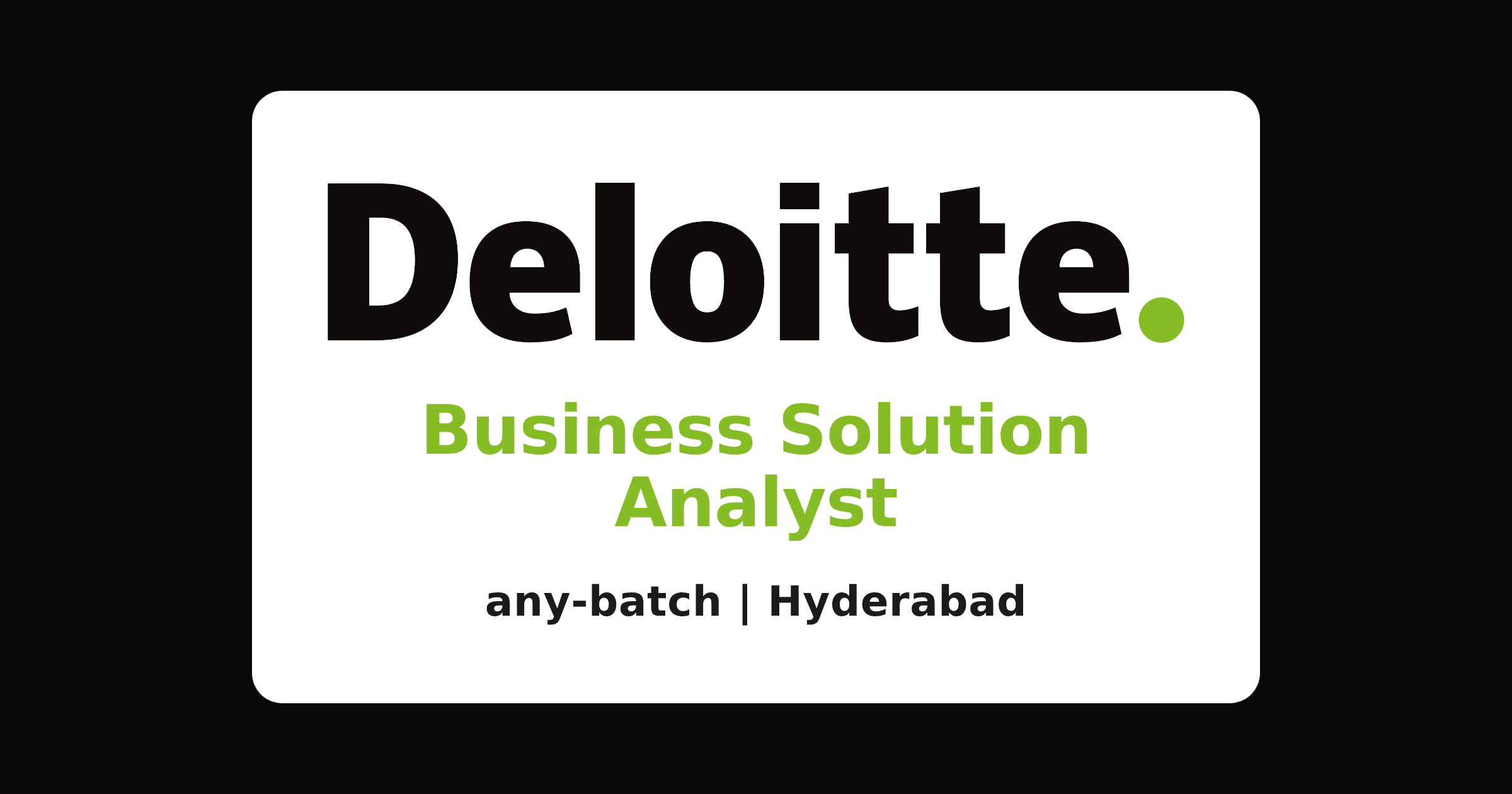 Deloitte business solution analyst hiring 2026 for freshers